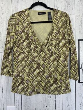 Axcess by Liz Claiborne Abstract Print Surplice Top Size XL Business Office Y2K